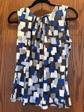 Calvin Klein Blue, Black & White Geometric Sleeveless Camisole